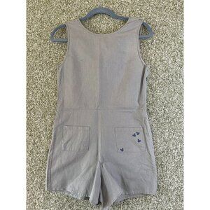 Disney Junk Food Romper XS Gray Mickey Mouse Patch Pockets Back Keyhole